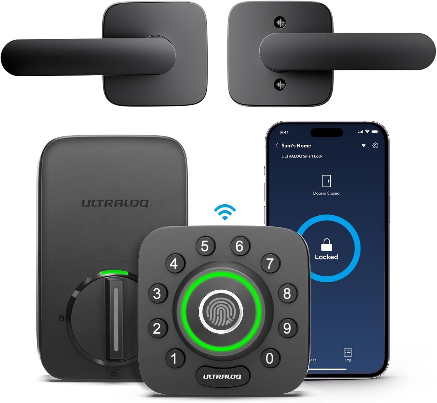 ULTRALOQ U-Bolt Pro WiFi Fingerprint Smart Lock with Handle, Remote Access