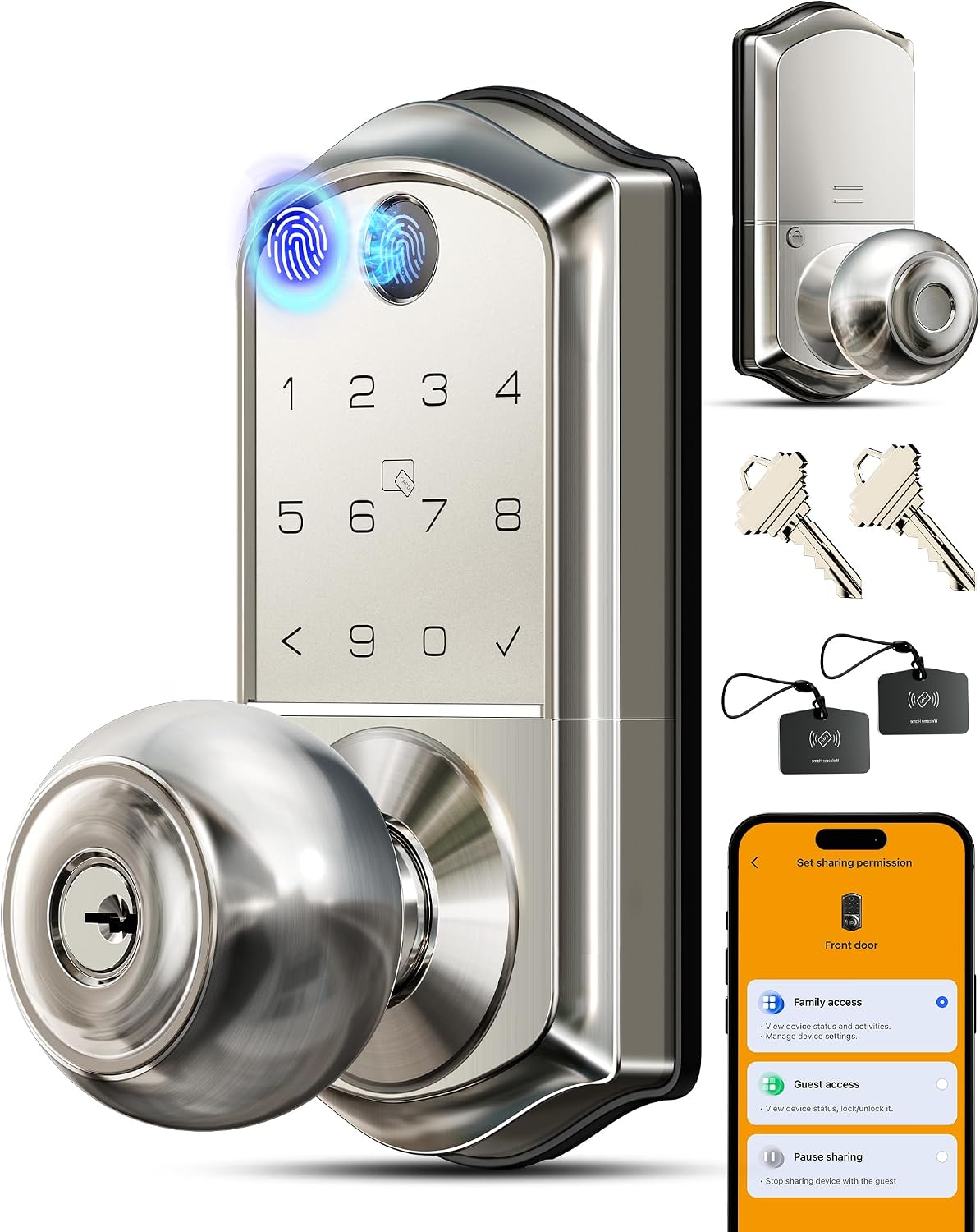 Veise VE018 Fingerprint Keypad Smart Door Knob (B0F3DLXCYJ)