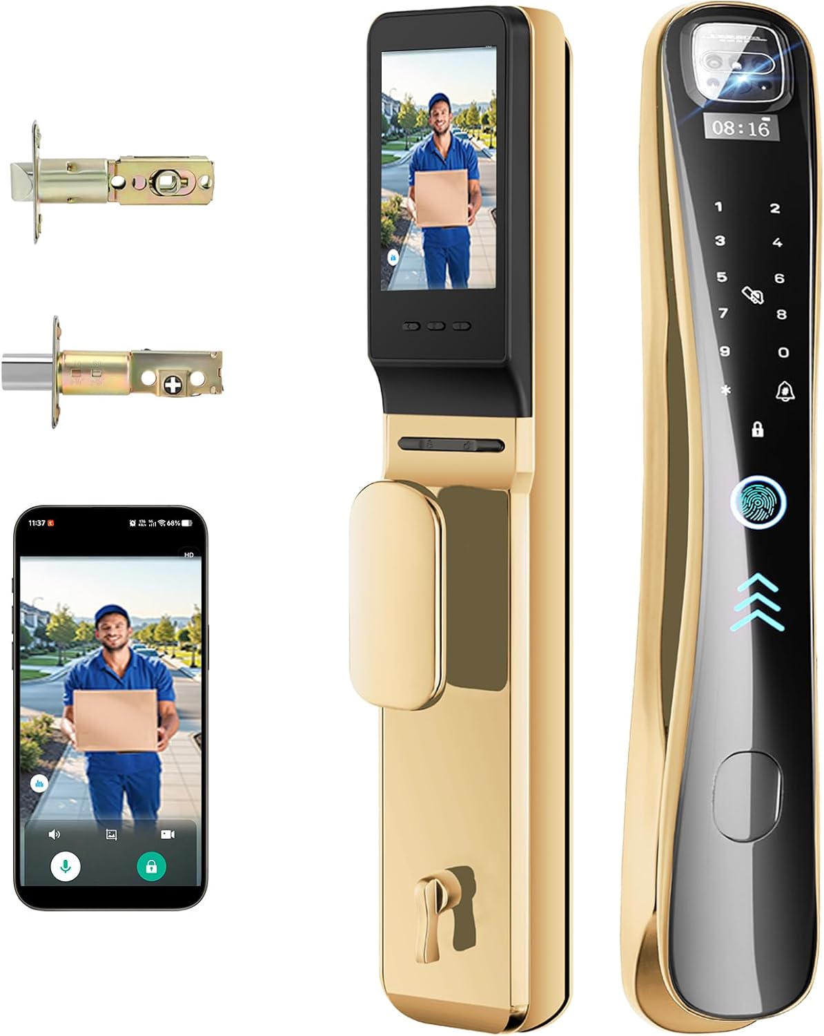 EIYSIE Video Smart Lock with Camera &amp; Doorbell, 8-in-1 WiFi Keypad Deadbolt